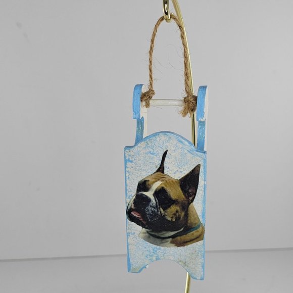 Handmade Boxer Dog Sled Christmas Ornament - Picture 9 of 9